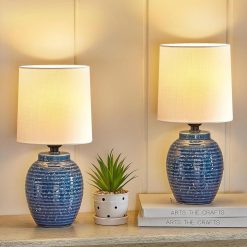 Special EJIAXIN Table Lamps Set of 2-13.5 Small Boho Lamp, Farmhouse Rustic Ceramic Table Lamp for Bedroom