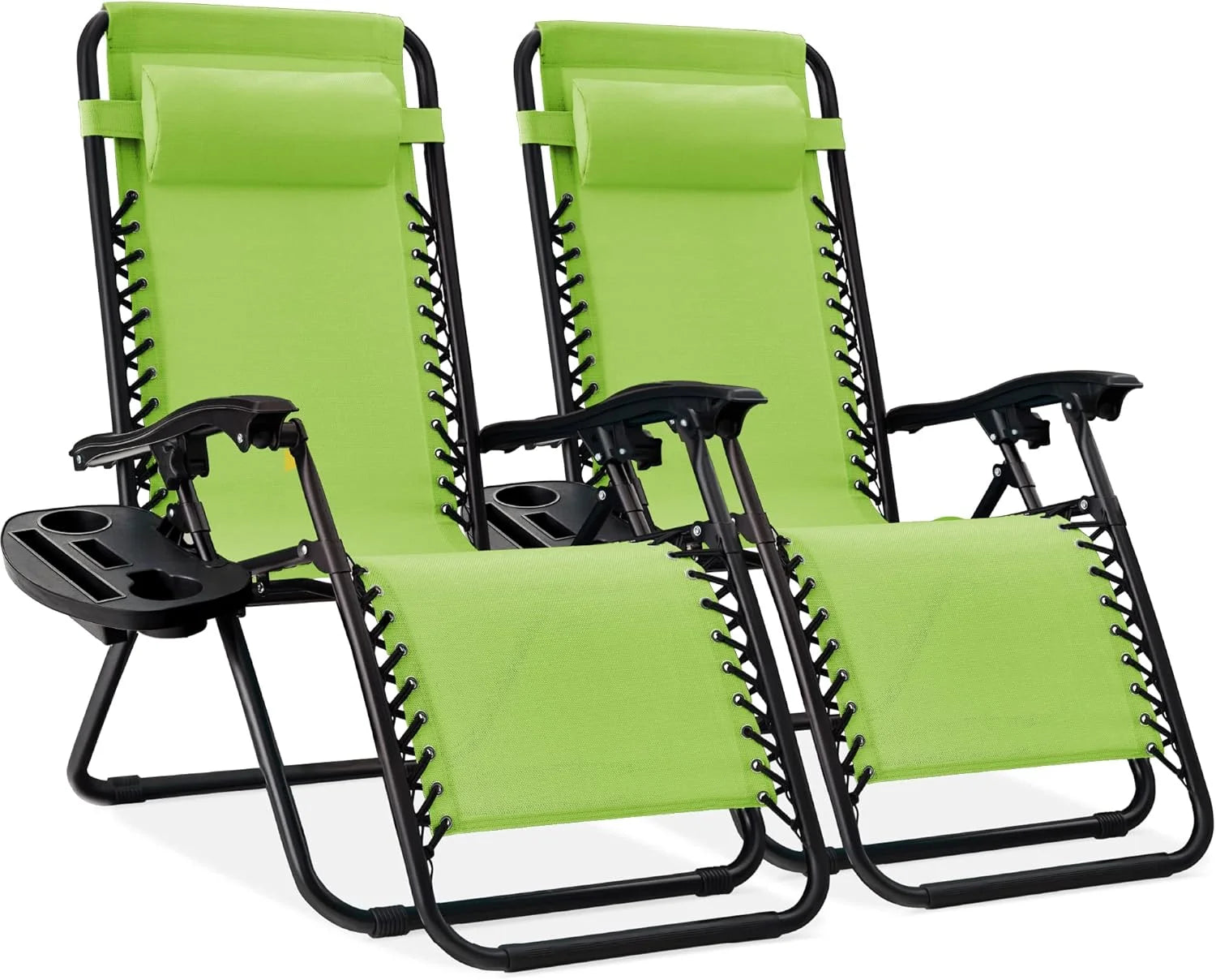 Special Best Choice Products Set of 2 Adjustable Steel Mesh Zero Gravity Lounge Chair Recliners w/Pillows and Cup Holder Trays - Image 50