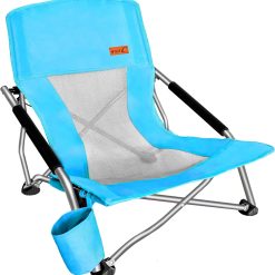 Special C Low Beach Camping Folding Chair, Compact Backpacking River Sand Chair for Adults 2 Pack, Festival (2 Pack Blue)