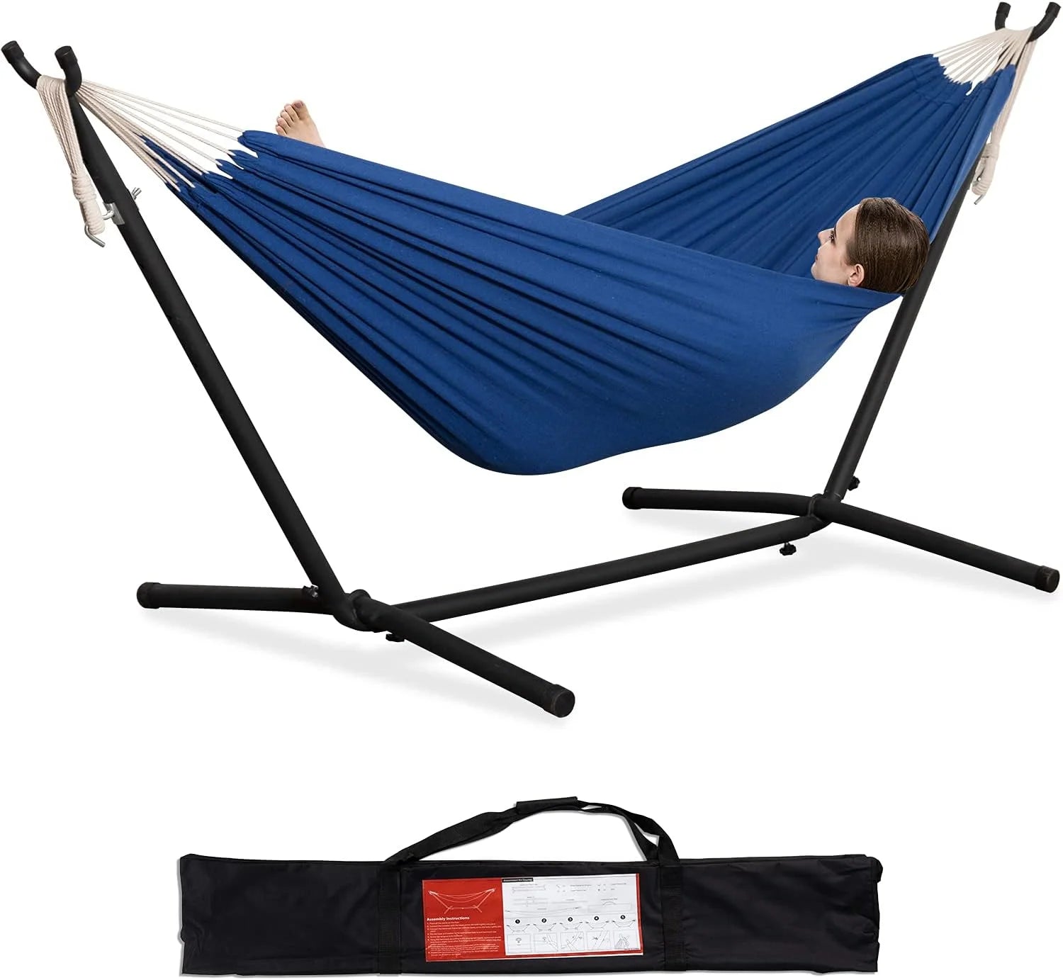 Special Double Hammock with Stand for Outside, Heavy-Duty, Portable (Coffee) - Image 11