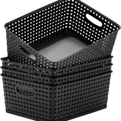 Alternative view of Special Plastic Storage Baskets for Organizing,11X8.5X4.7,Pack of 4 (Grey)
