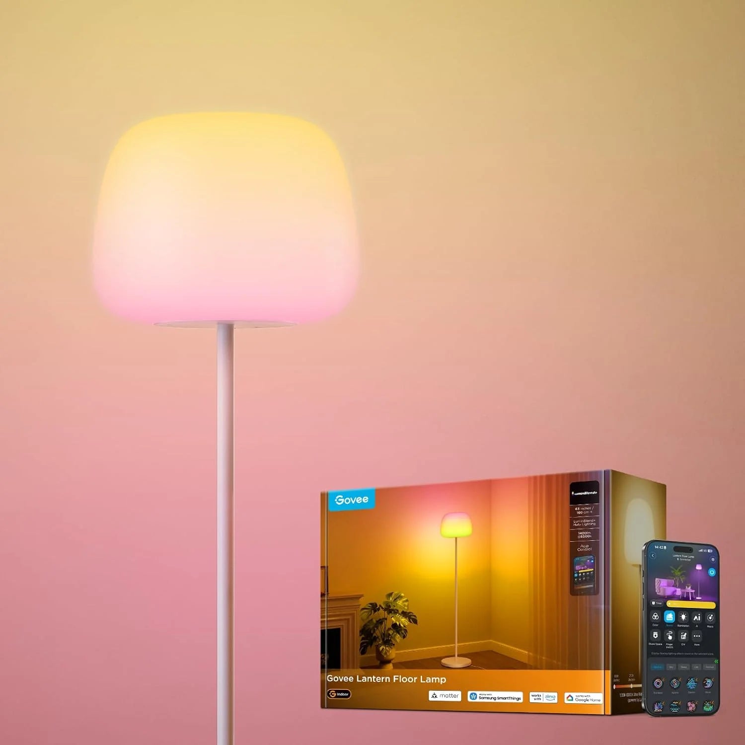 Special Lantern Floor Lamp, 1400lm, Modern Floor Lamp for Living Room
