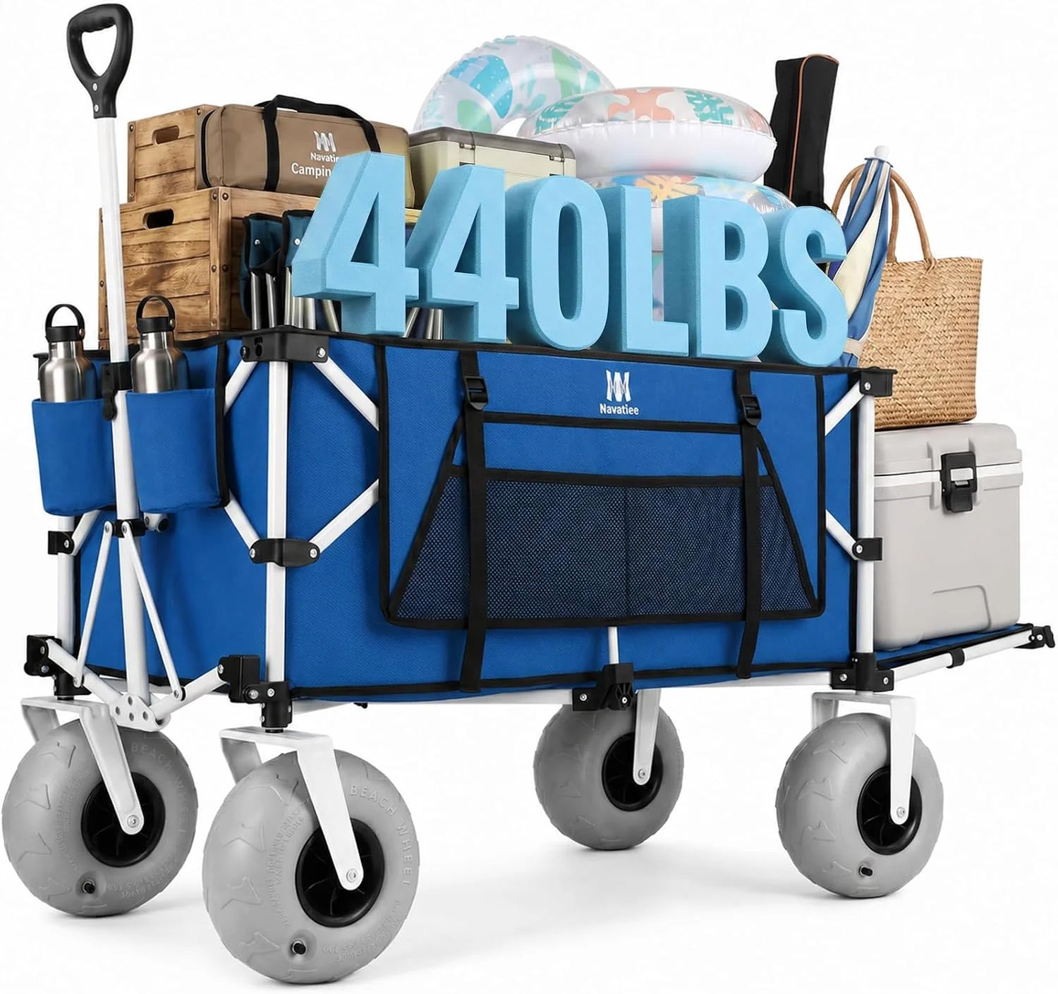 Special Navatiee 260L Beach Wagon with Extended Tailgate, 440lbs Heavy Duty Beach Cart with 9" Big Balloon Wheels for Sand - Image 2