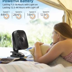 Alternative view of Special 20000mAh Rechargeable Portable Clip-on Fan, Battery Operated, Last 78 Hrs, 4 Speeds with Light & Hook