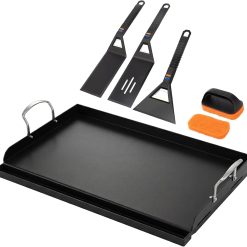 Alternative view of Special 25 x 16 Pre-Seasoned Nonstick Cast Iron Griddle for Gas & Charcoal Grills, Universal Flat Top with Grease Groove