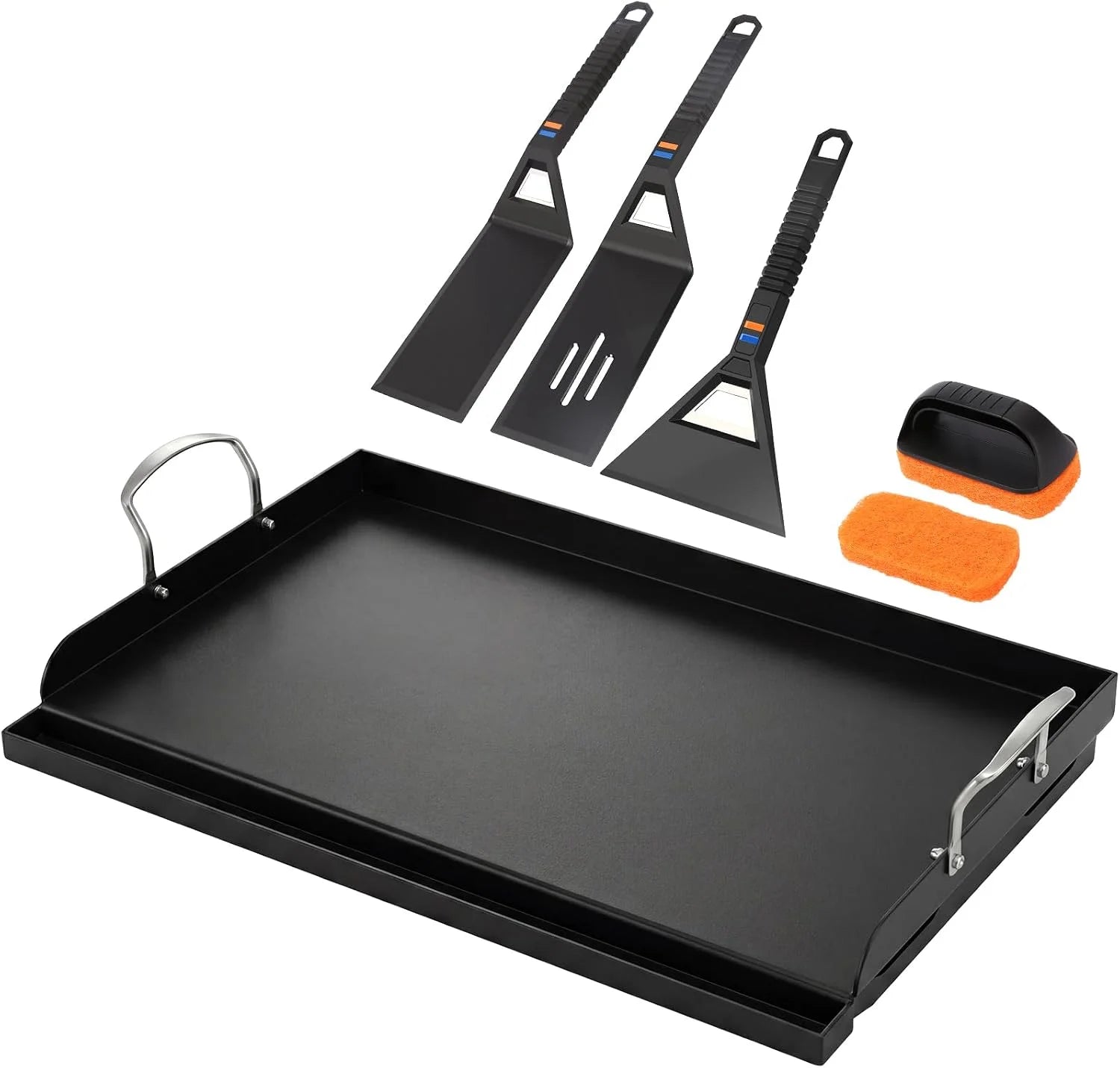Special 25 x 16 Pre-Seasoned Nonstick Cast Iron Griddle for Gas & Charcoal Grills, Universal Flat Top with Grease Groove - Image 2
