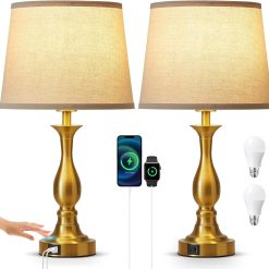 Special Bedside Table Lamp Touch Control Bedroom Lamps with USB A and C Charging Port 3 Way Dimmable Touch Lamps for Nightstand
