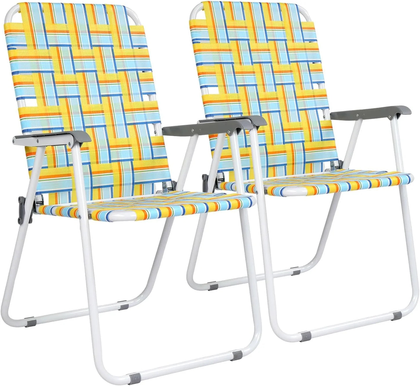 Special Patio Lawn Webbed Folding Chairs Set of 2, Outdoor Beach Portable Lawn Chair Camping Chair Beach Chair for Yard - Image 3