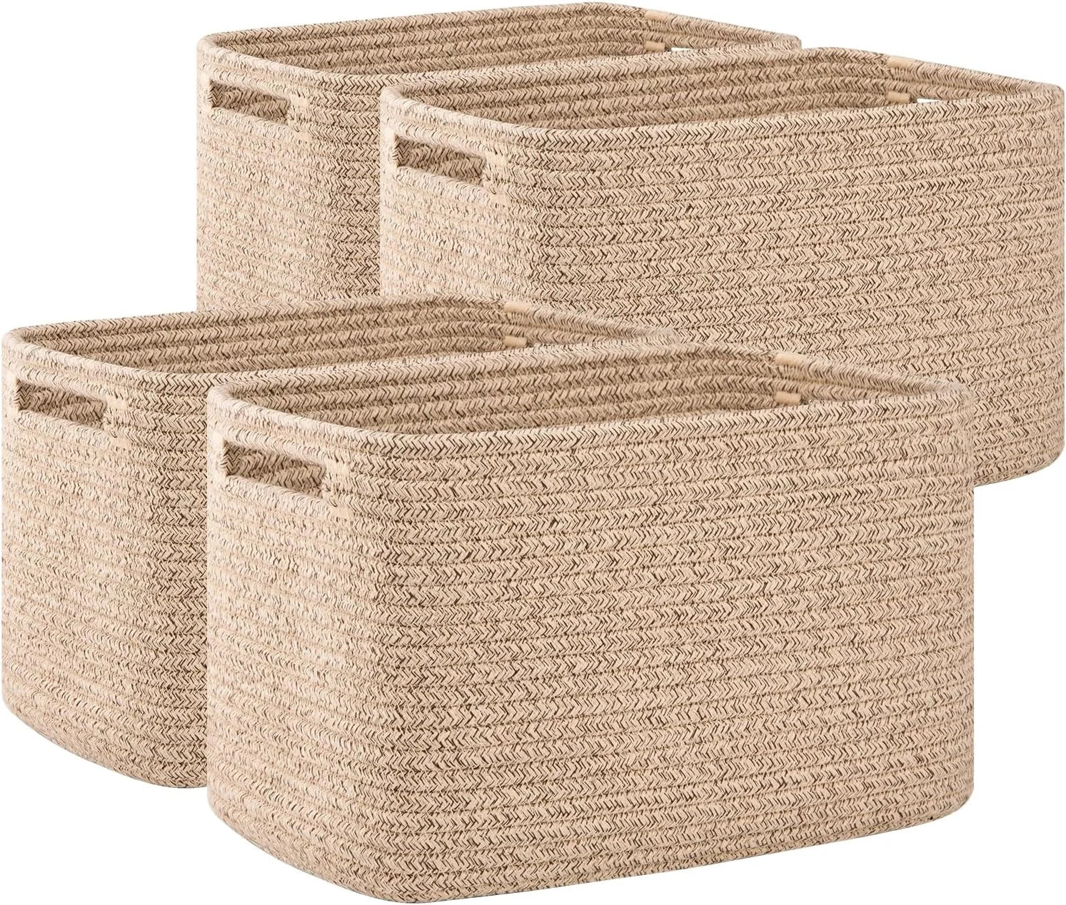 Special 4 Pack Storage Baskets for Organizing, Cube Storage Bins for Shelves, Rectangle Storage Baskets With Handles - Image 8