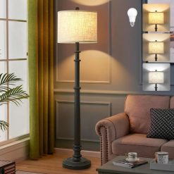 Alternative view of Special Floor Lamp, Vintage Standing Lamp Reading Light with Linen Shade Retro Tall Lamp for Bedroom Office