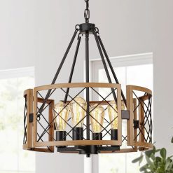 Alternative view of Special SANTOSTOCK D19” Farmhouse Chandelier, Rustic Hanging Lights for Entryway Foyer Bedroom Living Room
