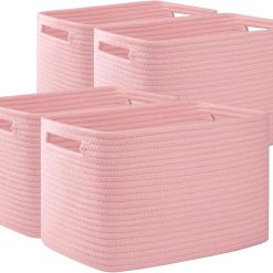 Alternative view of Special 4 Pack Storage Baskets for Organizing, Cube Storage Bins for Shelves, Rectangle Storage Baskets With Handles