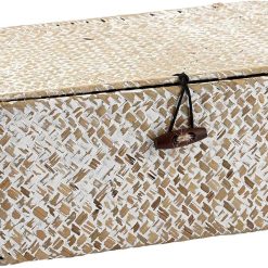 Alternative view of Special Shelf Baskets Bin with Lid Large Handwoven Basket Box, Coffee, Natural Seagrass Storage Baskets