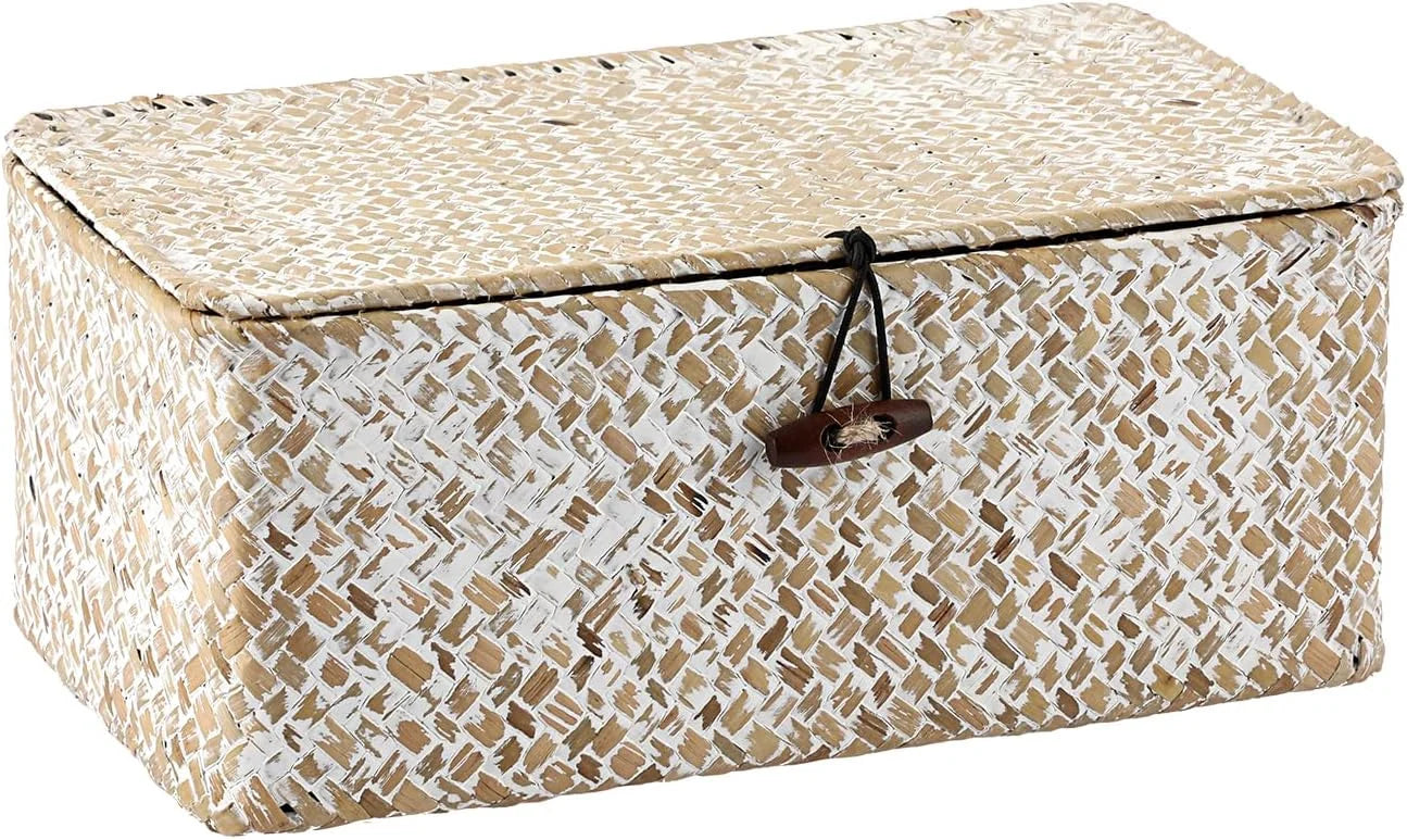 Special Shelf Baskets Bin with Lid Large Handwoven Basket Box, Coffee, Natural Seagrass Storage Baskets - Image 2