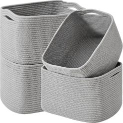 Alternative view of Special Baskets for Organizing 12.5×9.1×7.9 (4 Packs) Off White, Storage Bin for Shelves, Woven Cotton Rope Basket
