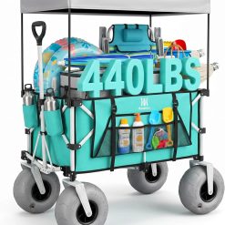 Alternative view of Special Navatiee Beach Wagon with Big Balloon Wheels for Sand, 200L Extra Large Beach Cart with Canopy