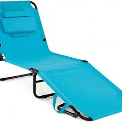 Special Beach Lounge Chair, Sunbathing Chair Patio Lounge Chair Folding Adjustable Recliner with Hole for Face