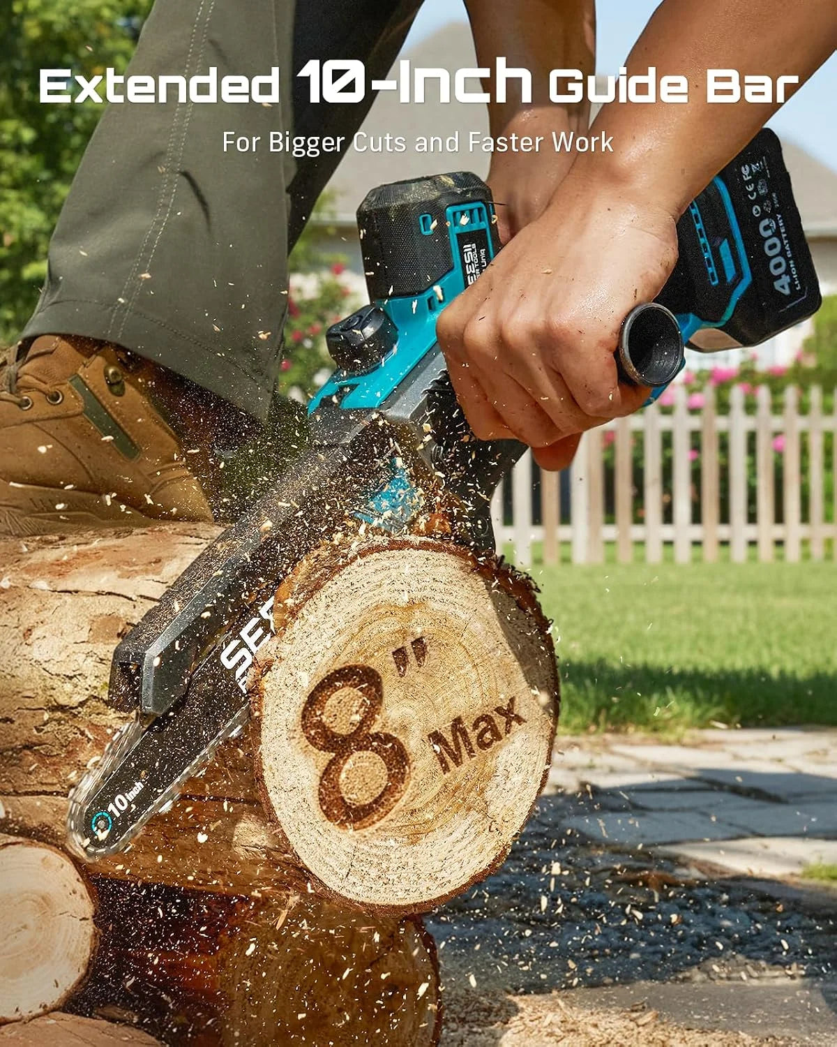 Special SEESII 10-Inch 2-in-1 Cordless Pole Saw & Mini Chainsaw,2 x 4.0Ah Batteries - Image 3