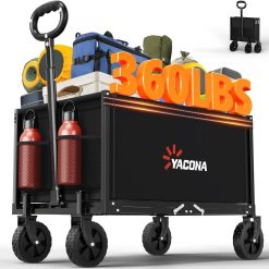 Special 3 in 1 Wagons Carts Foldable with 360LBS Capacity, 120L Heavy Duty Collapsible Wagon, Utility Wagon Cart with Wheels for Grocery