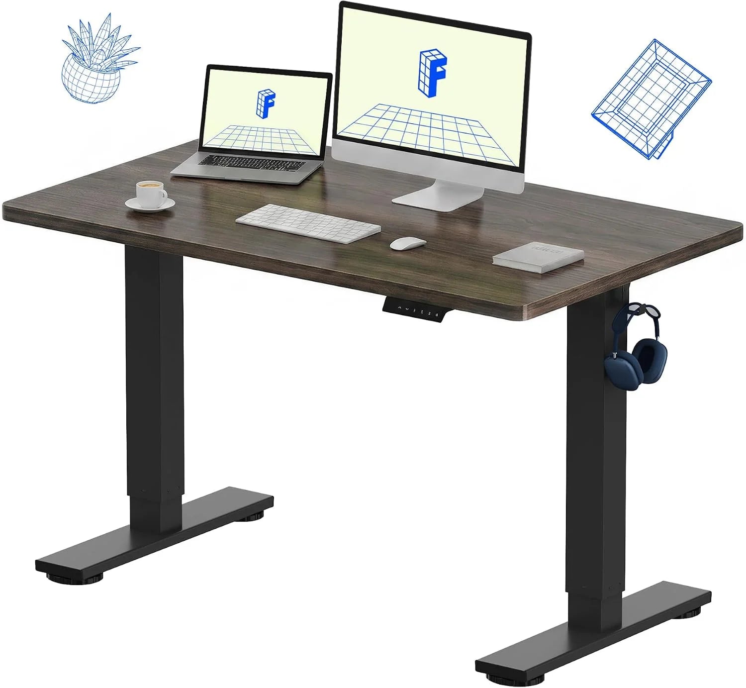 Special FLEXISPOT EN1 One-Piece Standing Desk, Electric Adjustable with 4 Memory Presets, 176 LBS Capacity, 48x24 Black - Image 4
