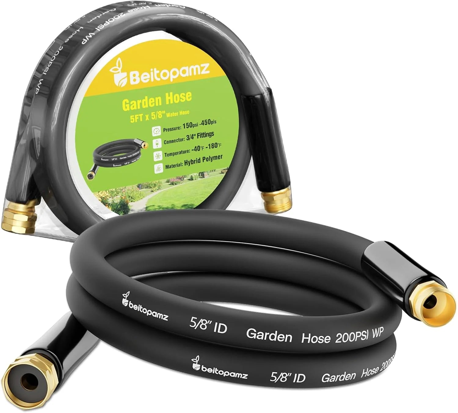 Special Beitopamz 100 ft Garden Hose, 5/8 in Heavy Duty Water Hose, Male to Female 3/4” Brass Fittings for Patio - Image 5
