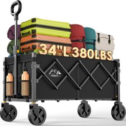 Special NWH Collapsible Wagon Cart with Wheels Foldable, 360LBS Large Capacity Portable Folding Utility Heavy Duty Beach Wagons Cart with All-Terrain