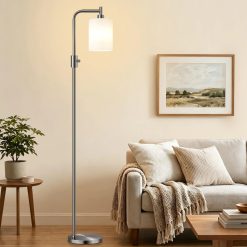 Special Dimmable Floor Lamp for Living Room with Clear Glass Lampshade, Bulb Included, 900LM, Arc Standing Tall Lamp for Bedroom