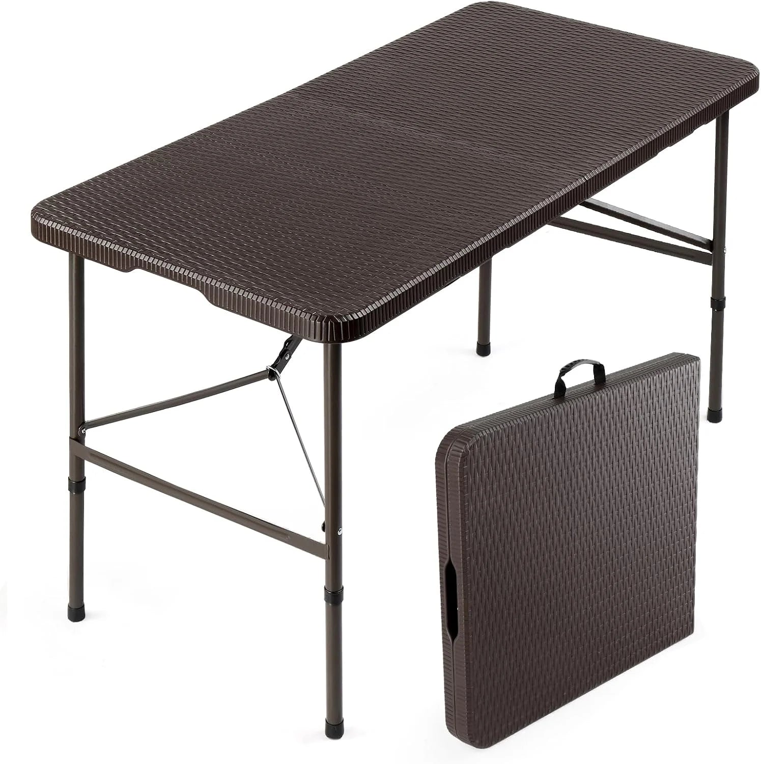 Special VINGLI 4 FT Plastic Folding Camping Table,3-Level Adjustable Height, Portable in/Outdoor Party Picnic Dining Desk