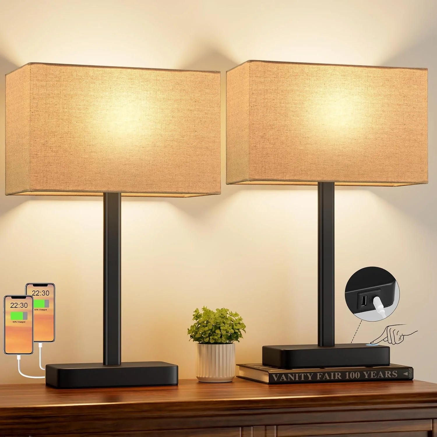 Special Hong-in Touch Lamps, Dimmable, Grey Modern Table Lamp for Night Stands - Image 3