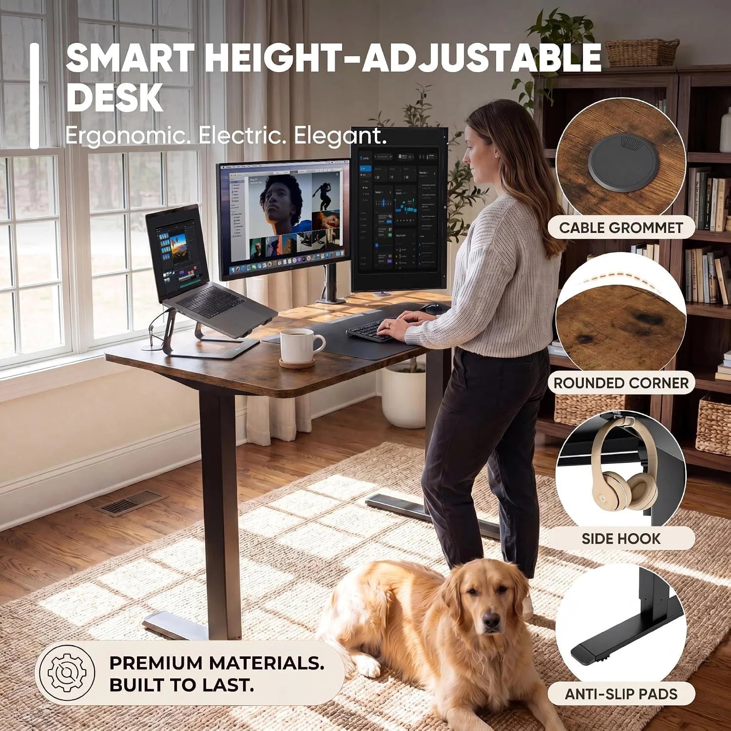 Special 55 x 24 Inches Electric Height Adjustable Standing Desk Large Sit Stand Up Desk Home Office Computer Desk Memory - Image 38