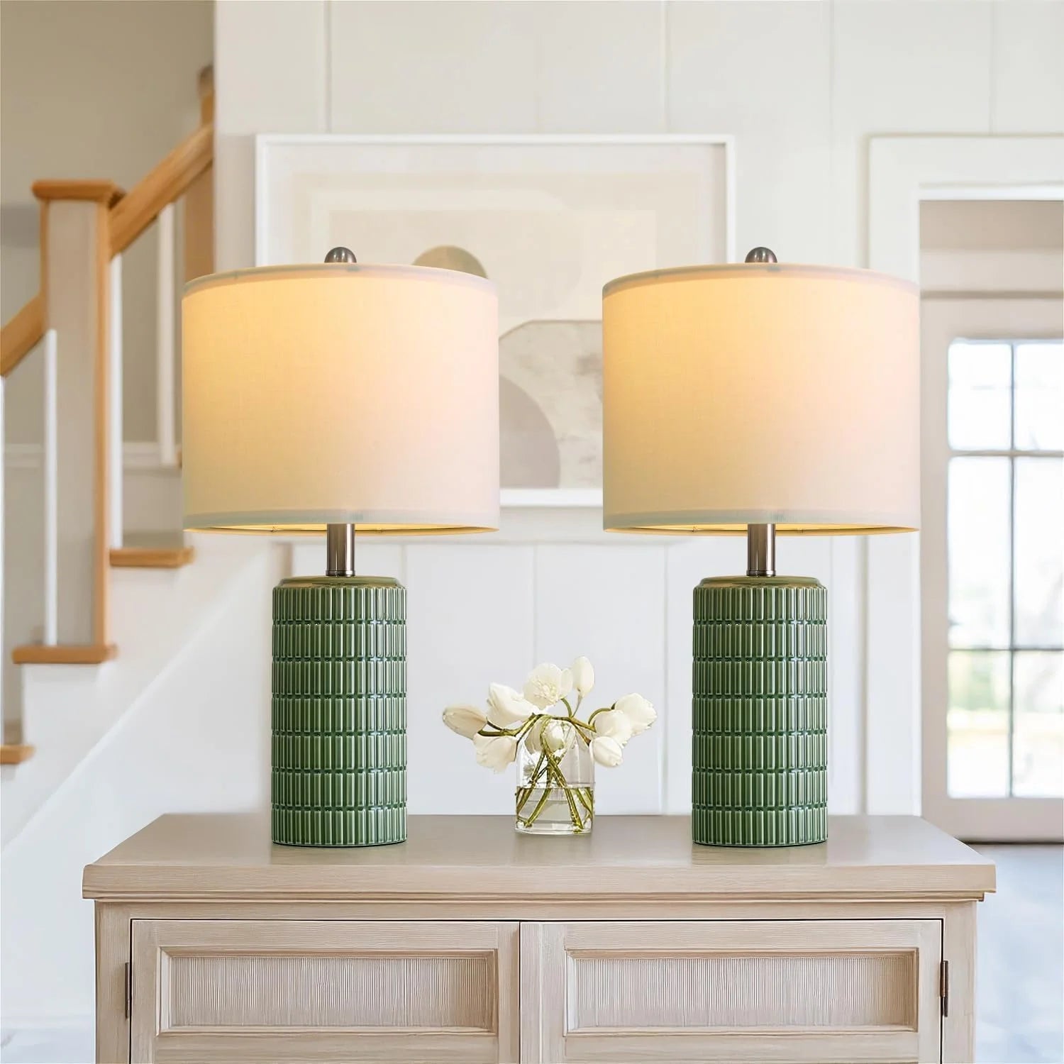 Special PoKat 20.75" Small Modern Ceramic Table Lamps Set of 2 - Image 12