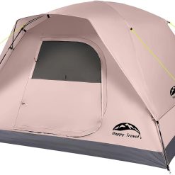 Special Happy Travel Camping Tent, 4 Person Dome Tents for Camping with Rainfly, Waterproof Clip Easy Setup Portable Family Tent