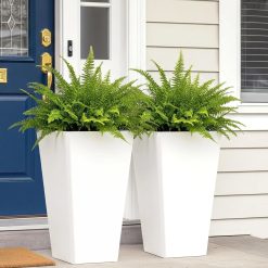 Special Garden 20 Tall Planters Set of 2, Large Black Tapered Plastic Flower Pots for Indoor & Outdoor Use