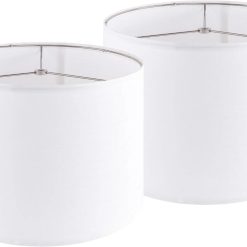 Special Fabric Drum Lamp Shade with Embroidered Leaf Trim 13 Top x 13 Bottom x 10 High (Spider) Set of 2 Medium Lamp