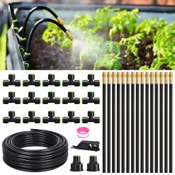 Special 50FT Drip Irrigation System, Garden Watering Kit with 15pcs 360°Adjustable Copper Nozzles