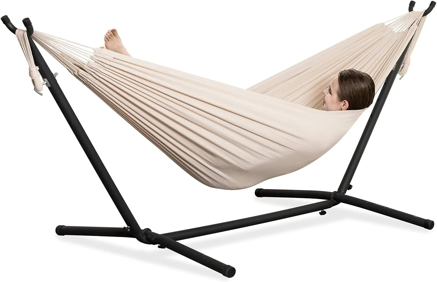Special Double Hammock with Stand for Outside, Heavy-Duty, Portable (Coffee) - Image 17