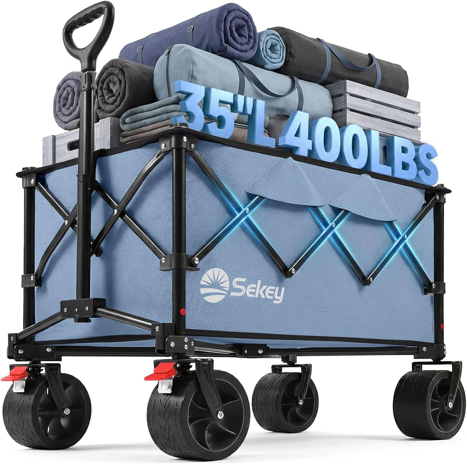 Special 250L Wagons Carts Foldable with Big All-Terrian Beach Wheels, Collapsible Heavy Duty Wagon, Extra Large Folding Wagon - Image 4