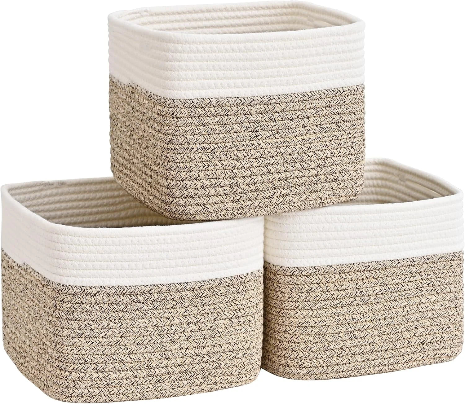 Special 3 Pack Cube Storage Bin, 9”x9”x7” Cotton Rope Woven Baskets for Organizing Toys Clothes Towels, Square Gift - Image 4