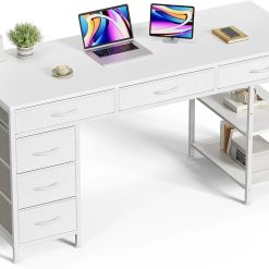 Alternative view of Special Huuger Computer Desk with 6 Drawers, Office Desk with Shelves, 47inch