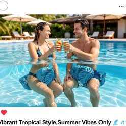 Alternative view of Special Pool Saddle Floats for Adults, Stable & Comfortable Non-Inflatable Foam Water Saddle with Tropical Leaf Pattern