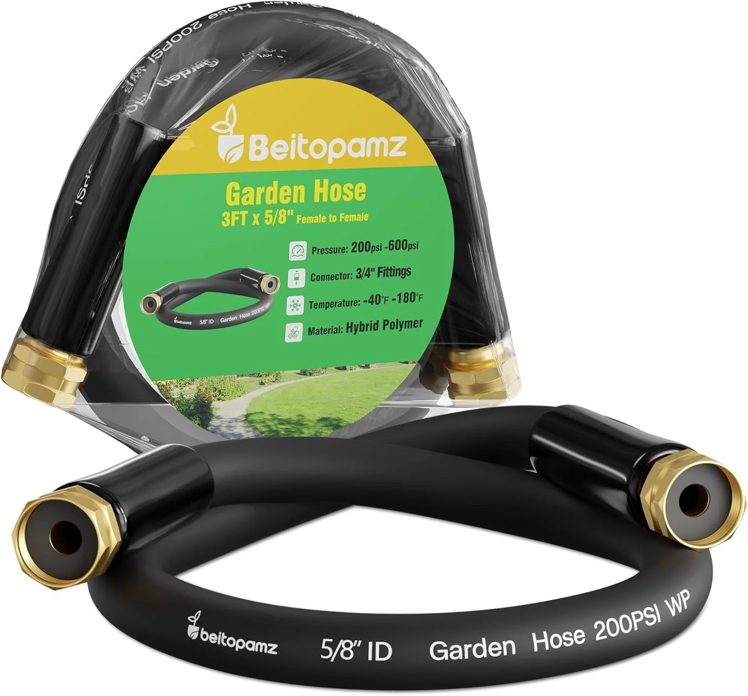 Special Beitopamz 100 ft Garden Hose, 5/8 in Heavy Duty Water Hose, Male to Female 3/4” Brass Fittings for Patio - Image 6