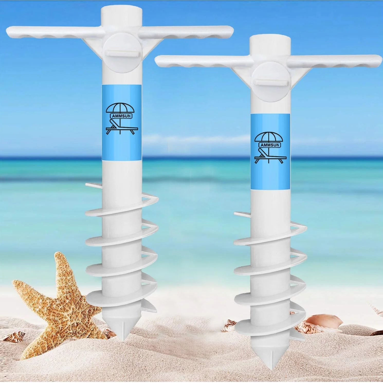 Special AMMSUN Beach Umbrella Sand Anchor Heavy Duty Outdoor Umbrellas Auger Base
