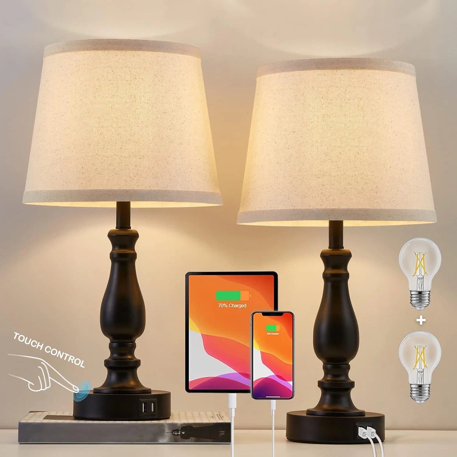 Special Lamps for Bedroom Set of 2, Dimmable, Bulb Included - Image 5