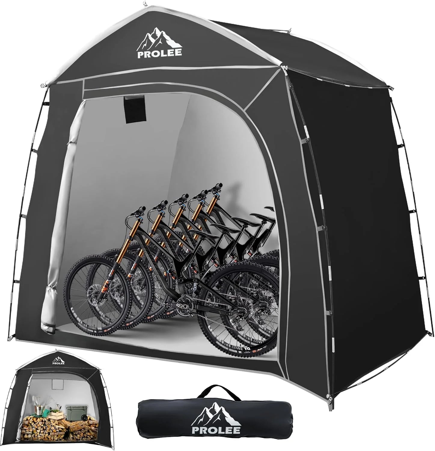 Special PROLEE Bike Shed 6.6FT, Waterproof Oxford Fabric Storage Tent for 2 Bikes, Outdoor Storage with Window Design, Black - Image 3