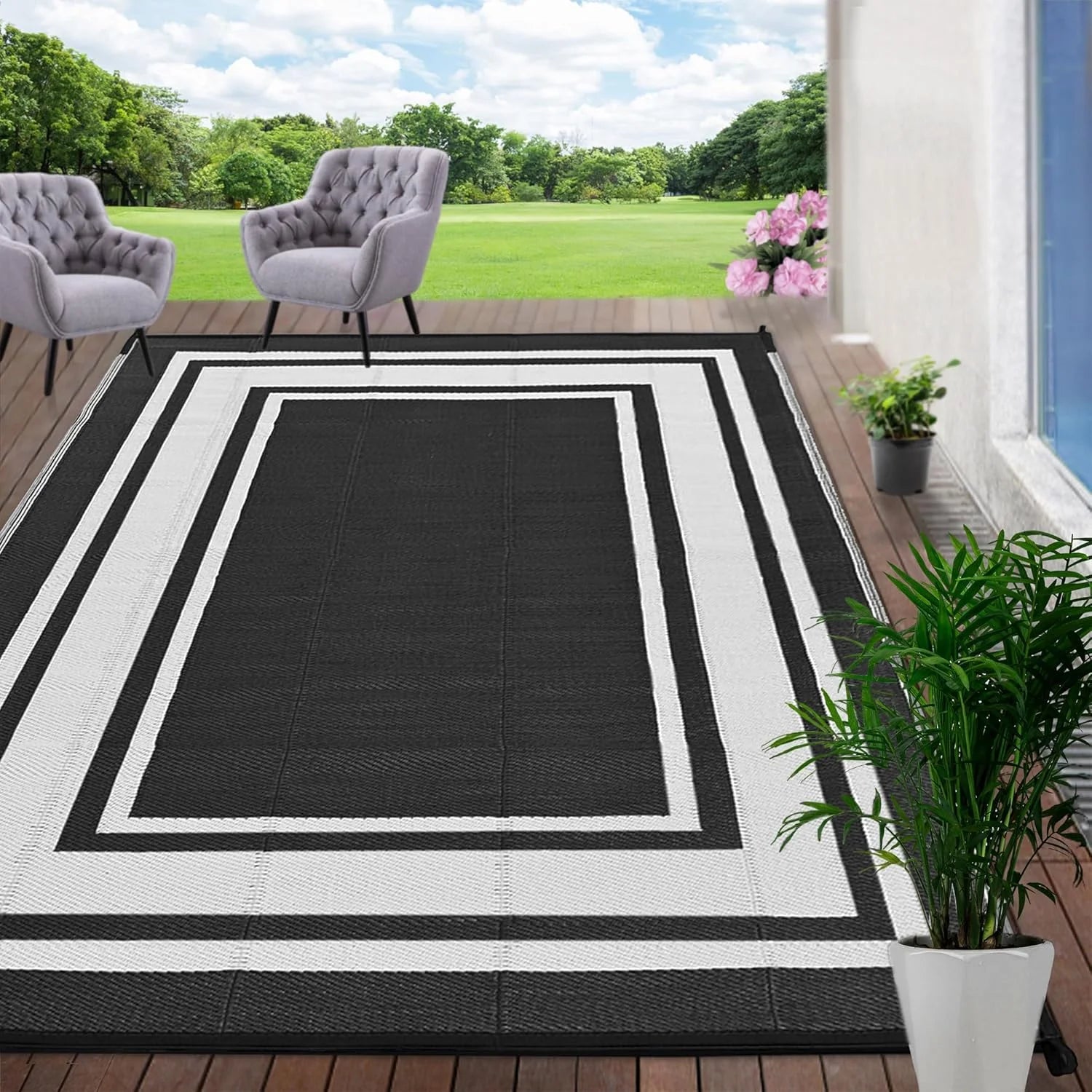 Special RURALITY Outdoor Rugs 8"x10" Waterproof for Patios Clearance, Plastic Straw Mats for RV - Image 14