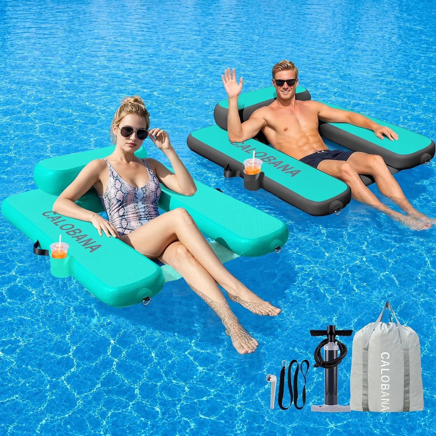 Special CALOBANA Inflatable Floating Chair, Heavy Duty Pool Floats Adult Lounger with Cup Holder - Image 5