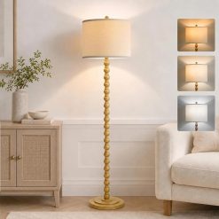 Special Farmhouse Floor Lamp, 3-Color Temperature, Rotary Switch, Rustic Resin Tall Lamps for Living Room