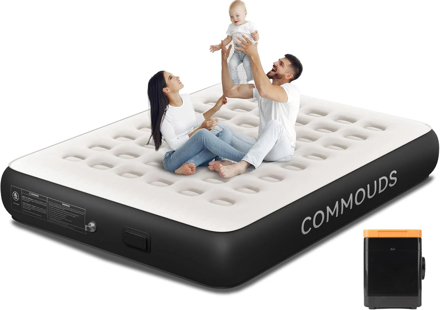 Special COMMOUDS Queen Air Mattress with 2000mAh Battery Powered Pump, 18 Raised Inflatable Mattress, Portable Blow up Mattress