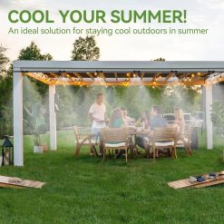 Special Misters for Outside Patio, Outdoor Misting Cooling System with 28 Brass Nozzles & 2 Water Filters