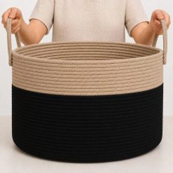 Alternative view of Special OrganiHaus Round Toy Basket & Blanket Basket, Cotton Rope 20×13, Full Honey, Round Cotton Rope Basket, 20×13